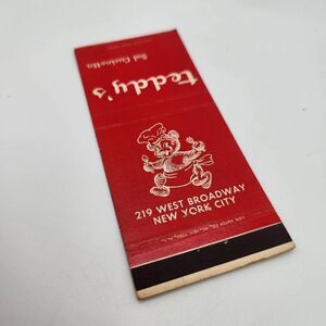 Vintage Matchbook Teddy's Sal Cucinotta  Restaurant 219 West Broadway New York C